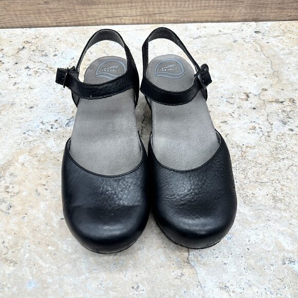 Dansko Shoes Womens Size 38 US 7.5- 8 Black Leather Sam Mary Jane Buckle - Picture 2 of 10